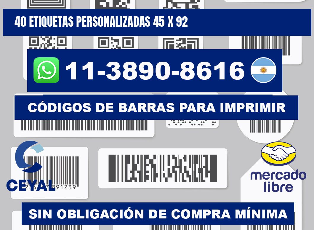 40 ETIQUETAS PERSONALIZADAS 45 x 92