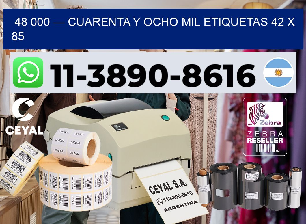 48 000 — cuarenta y ocho mil etiquetas 42 x 85