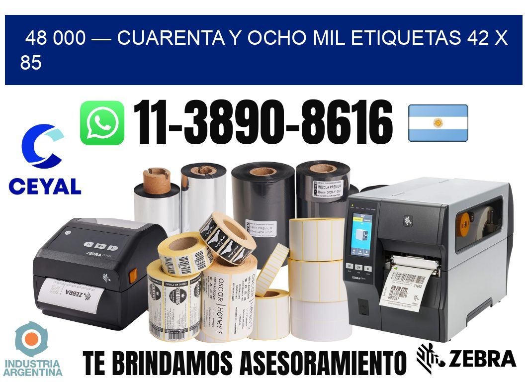48 000 — cuarenta y ocho mil etiquetas 42 x 85
