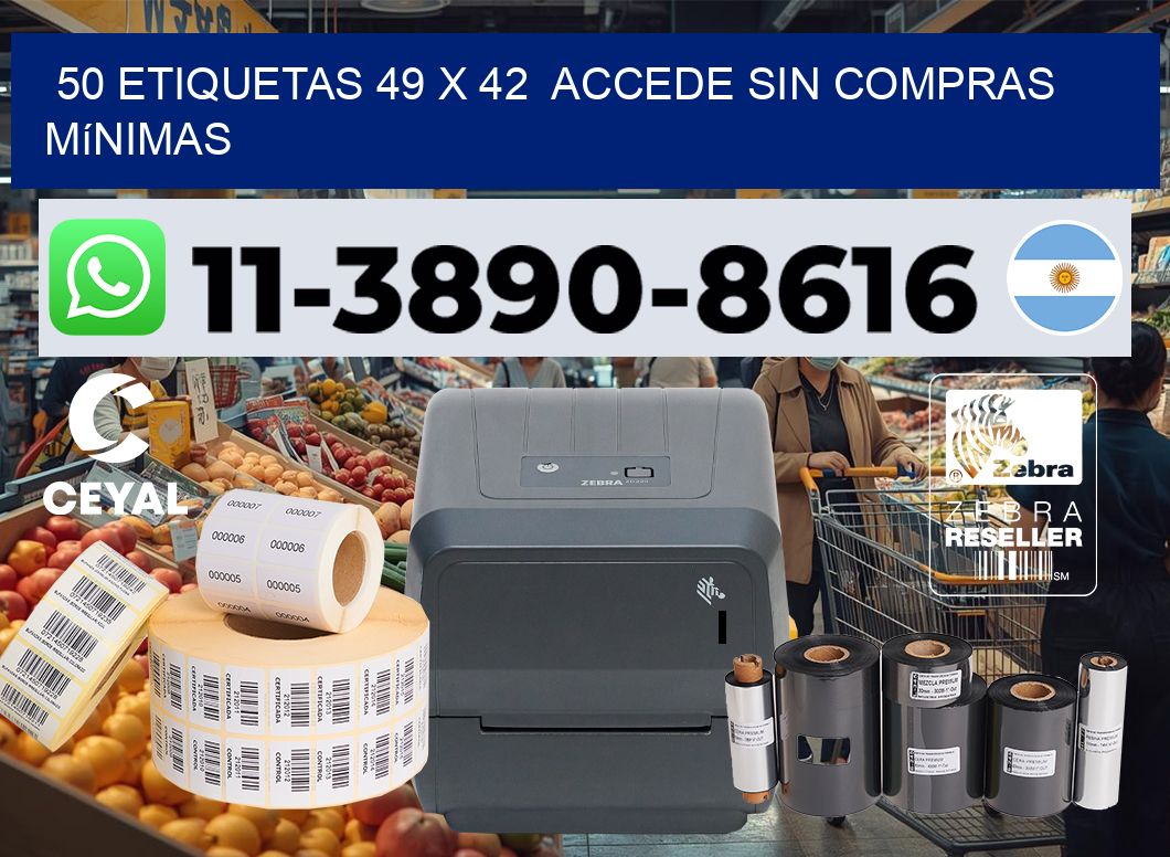 50 etiquetas 49 x 42  Accede sin compras mínimas