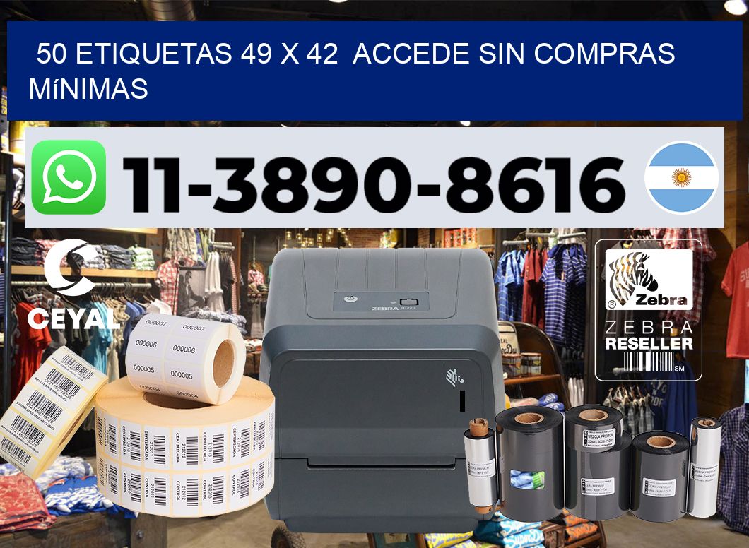50 etiquetas 49 x 42  Accede sin compras mínimas