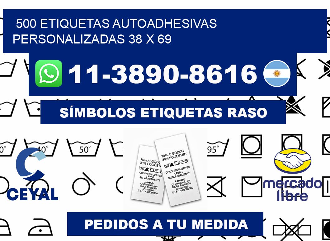 500 Etiquetas autoadhesivas personalizadas 38 x 69
