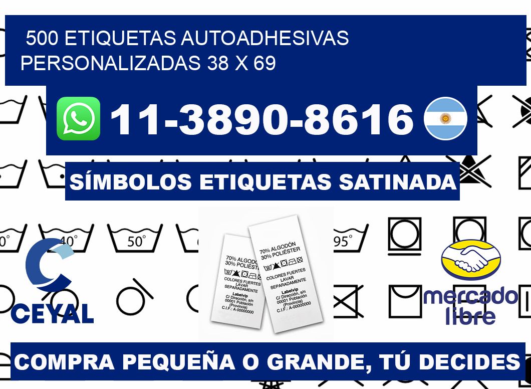 500 Etiquetas autoadhesivas personalizadas 38 x 69