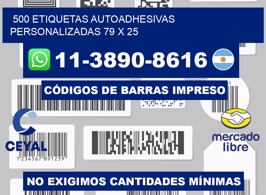 500 Etiquetas autoadhesivas personalizadas 79 x 25