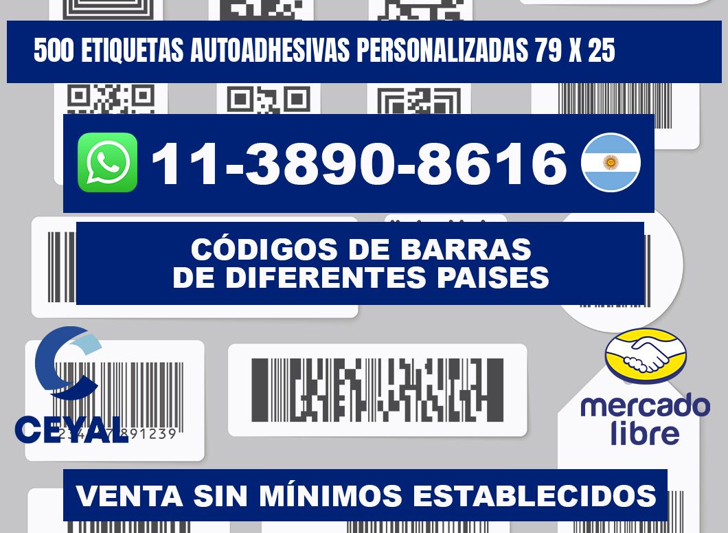 500 Etiquetas autoadhesivas personalizadas 79 x 25