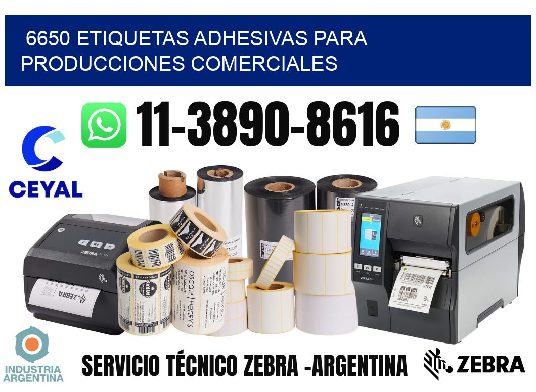 6650 Etiquetas adhesivas para producciones comerciales