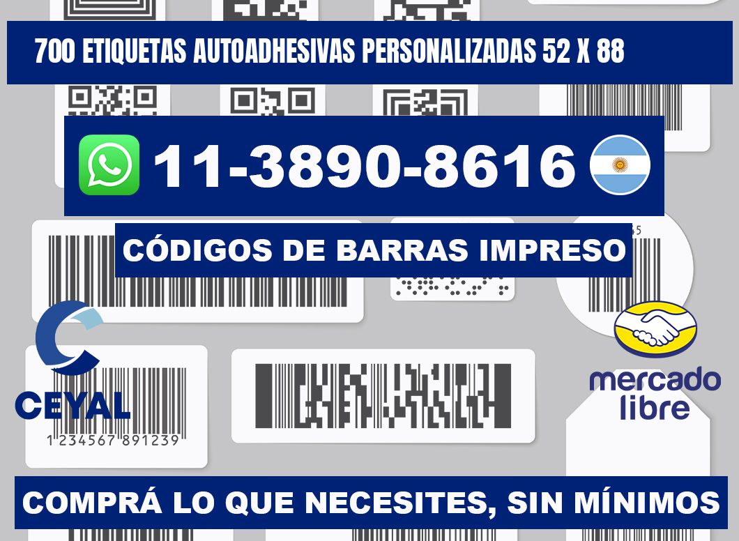 700 Etiquetas autoadhesivas personalizadas 52 x 88
