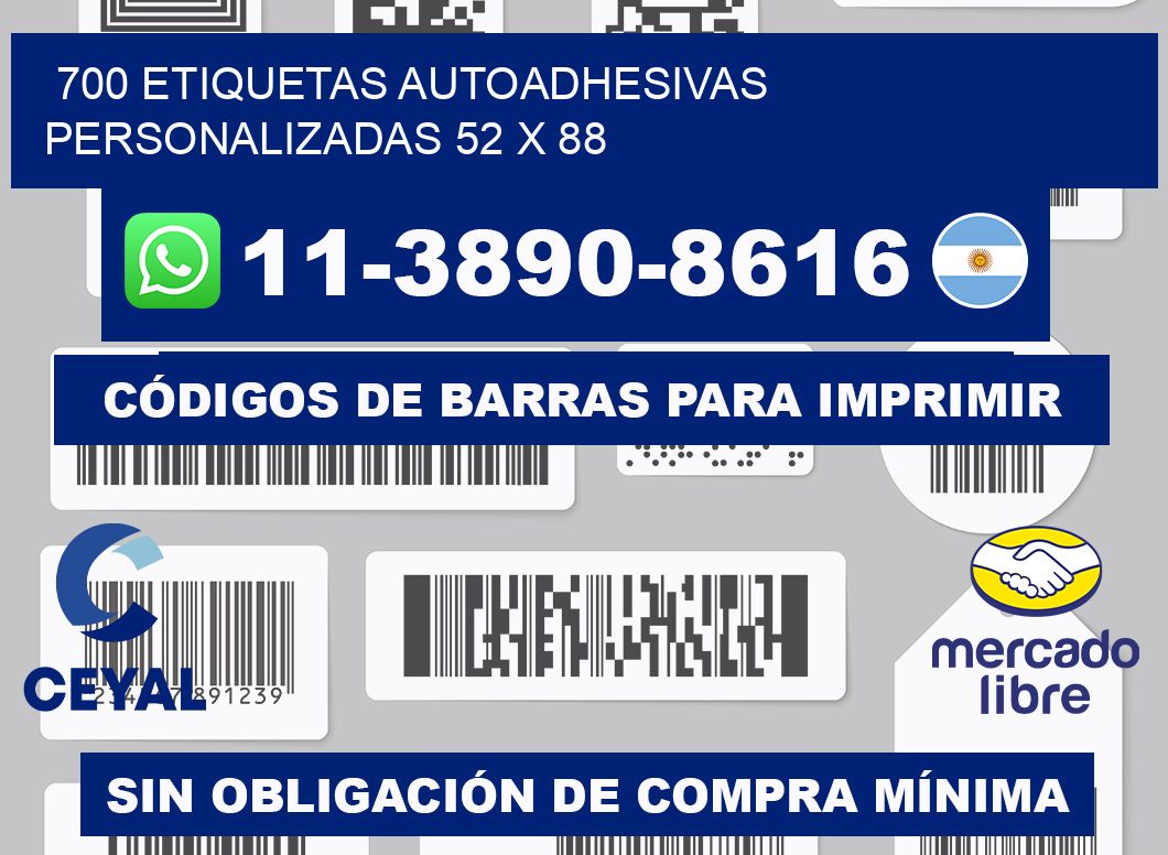 700 Etiquetas autoadhesivas personalizadas 52 x 88
