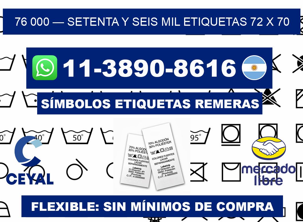 76 000 — setenta y seis mil etiquetas 72 x 70