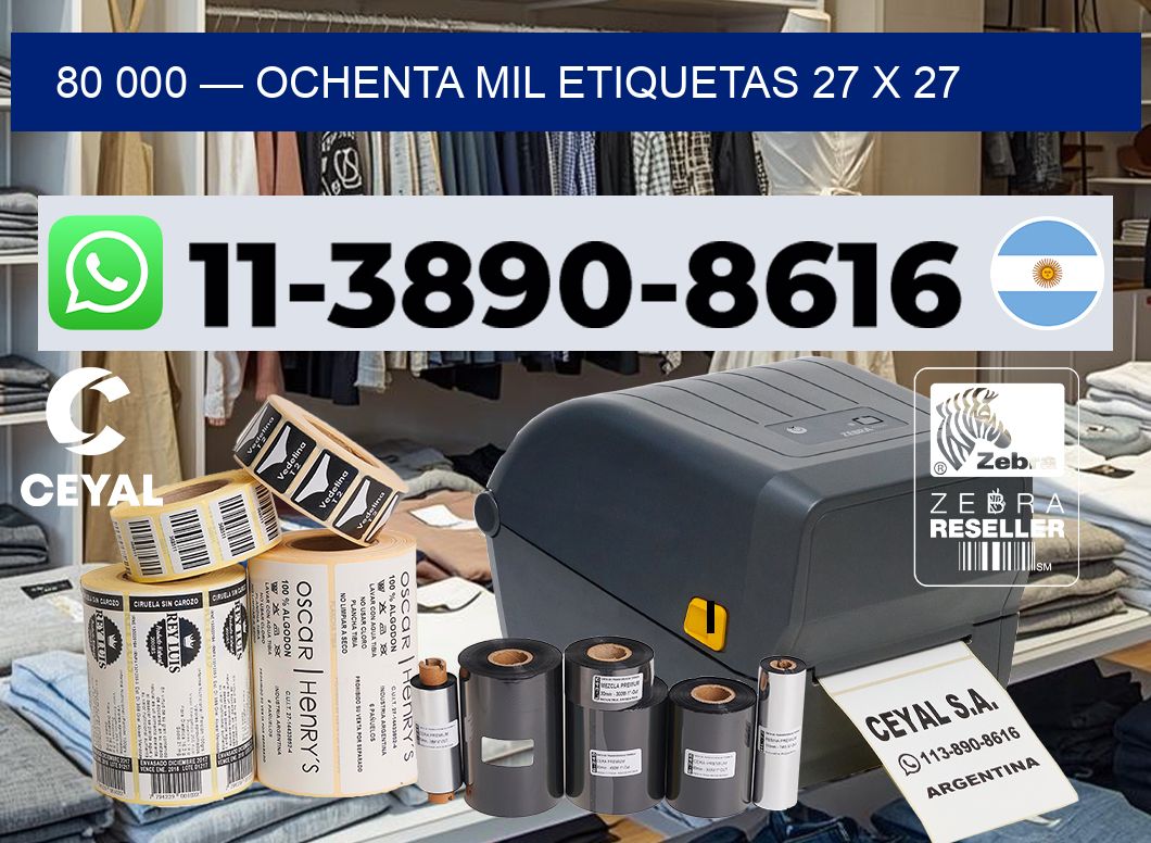 80 000 — ochenta mil etiquetas 27 x 27