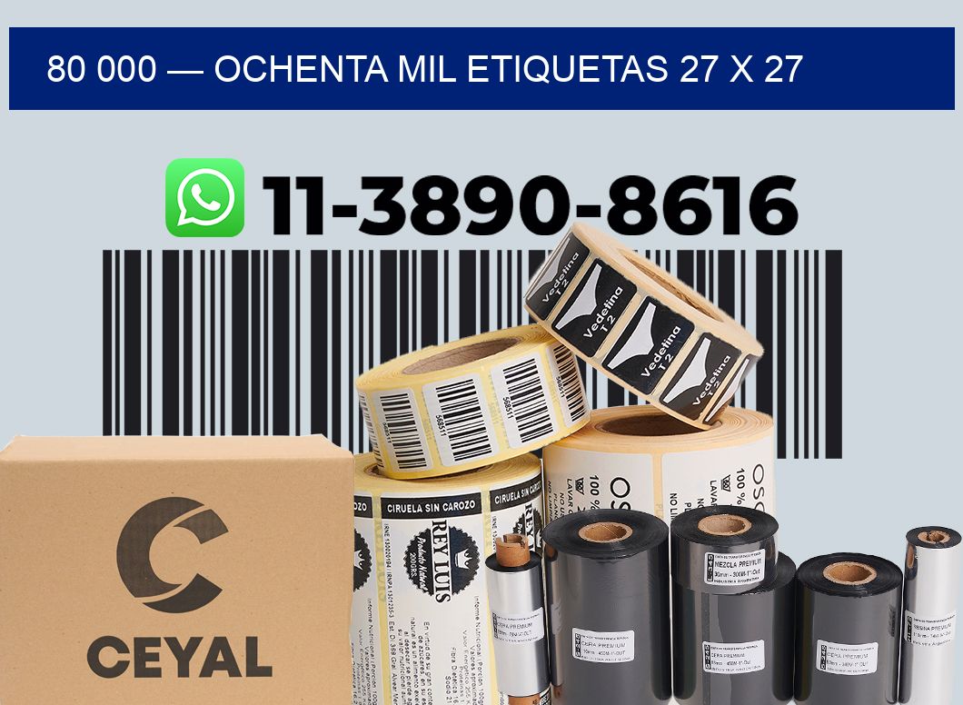 80 000 — ochenta mil etiquetas 27 x 27