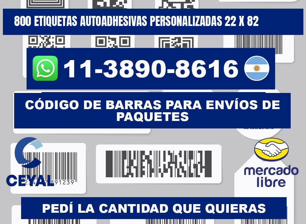 800 Etiquetas autoadhesivas personalizadas 22 x 82