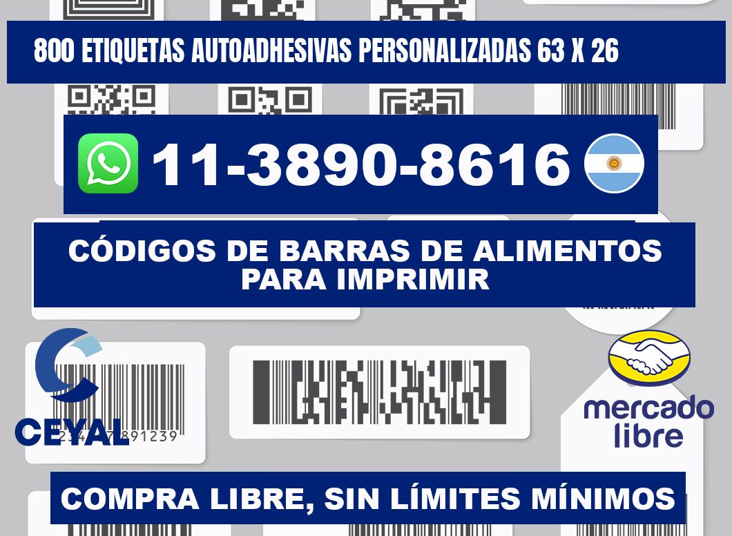800 Etiquetas autoadhesivas personalizadas 63 x 26