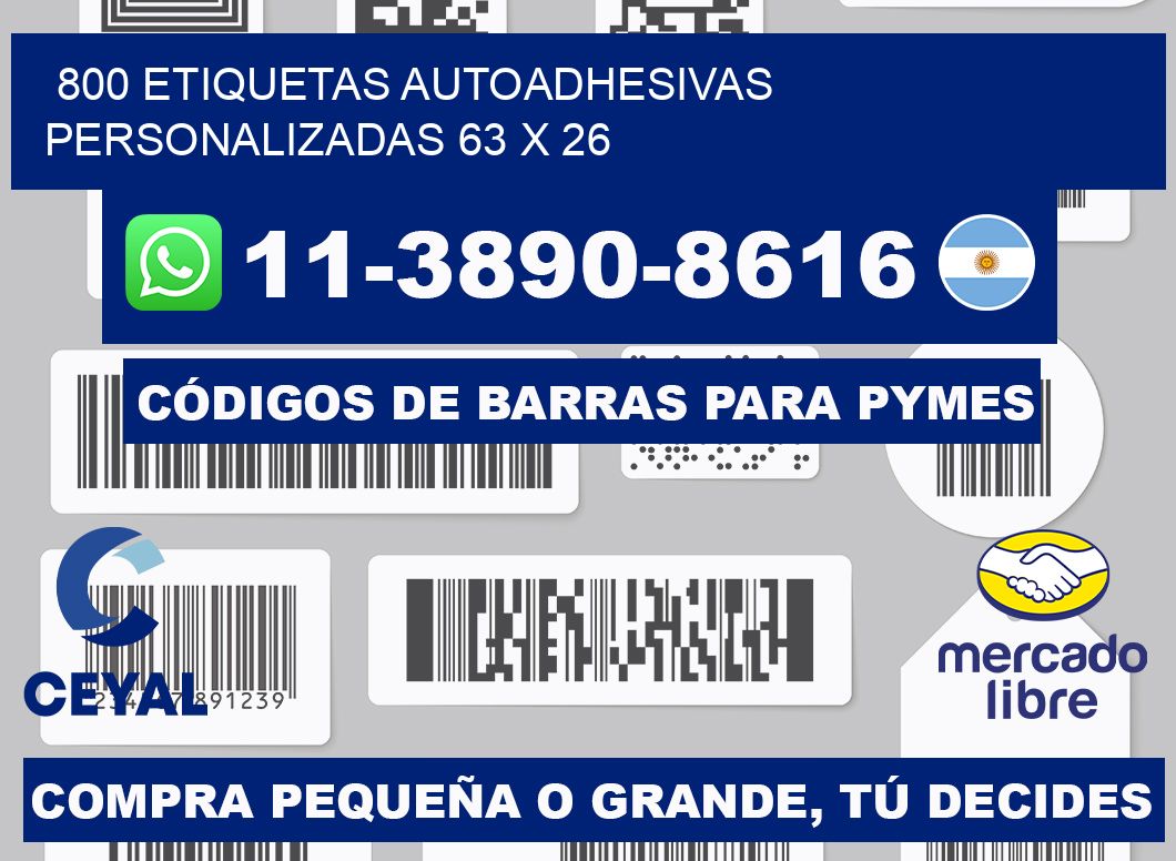 800 Etiquetas autoadhesivas personalizadas 63 x 26