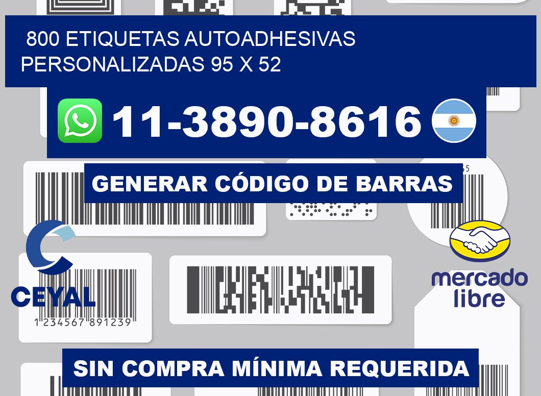 800 Etiquetas autoadhesivas personalizadas 95 x 52