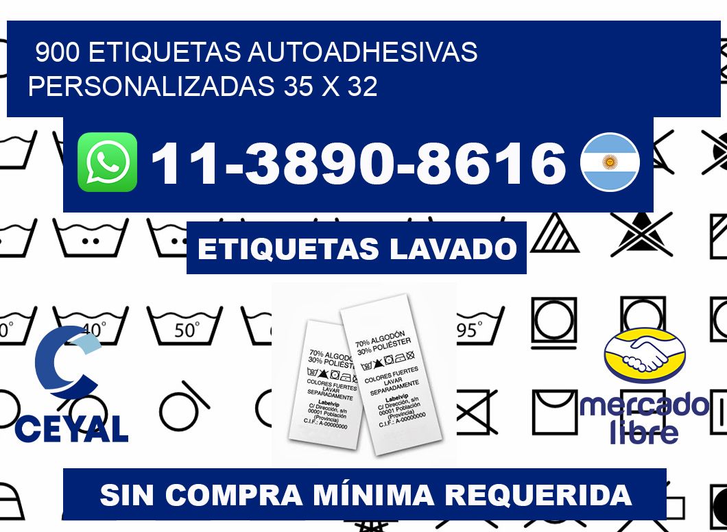900 Etiquetas autoadhesivas personalizadas 35 x 32