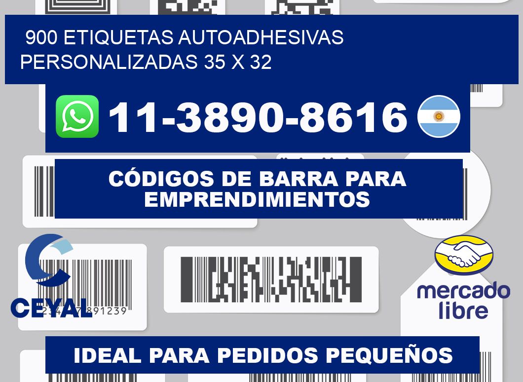 900 Etiquetas autoadhesivas personalizadas 35 x 32