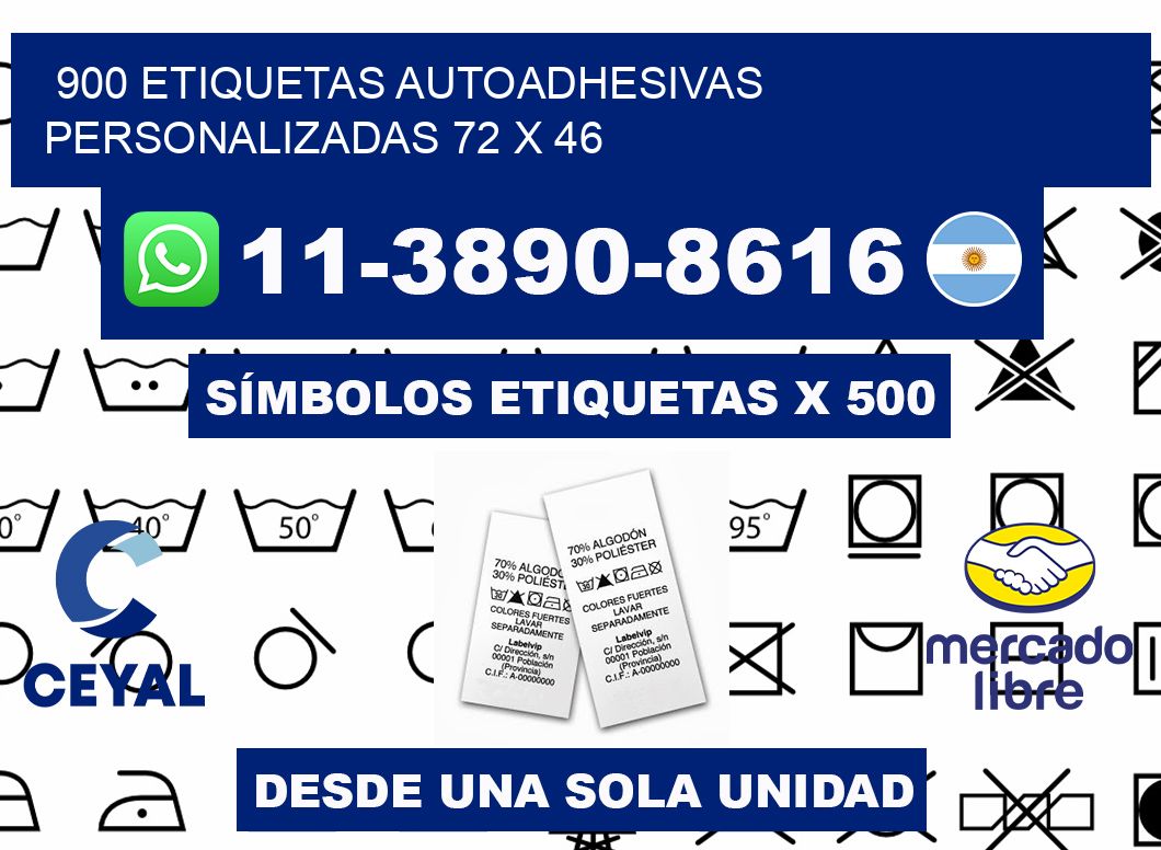900 Etiquetas autoadhesivas personalizadas 72 x 46