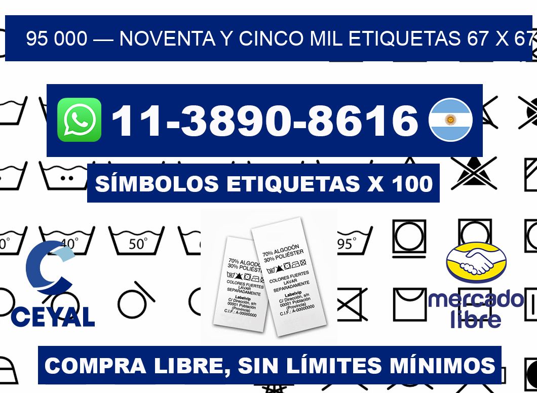 95 000 — noventa y cinco mil etiquetas 67 x 67