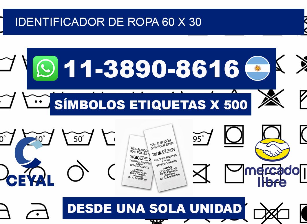 Identificador de ropa 60 x 30