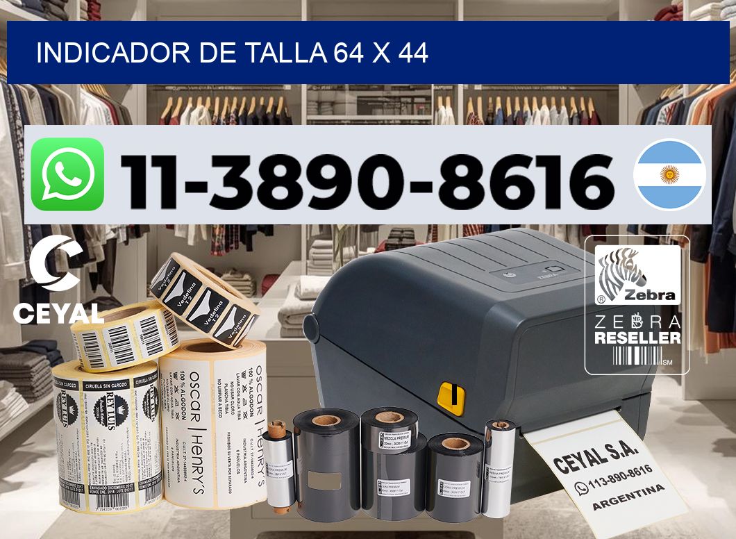 Indicador de talla 64 x 44