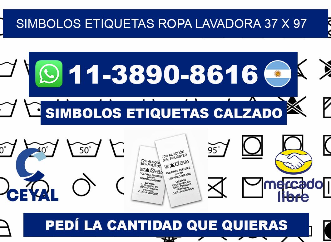 SIMBOLOS ETIQUETAS ROPA LAVADORA 37 x 97