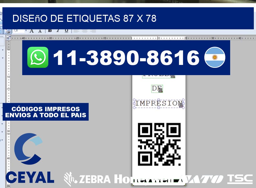 diseño de etiquetas 87 x 78