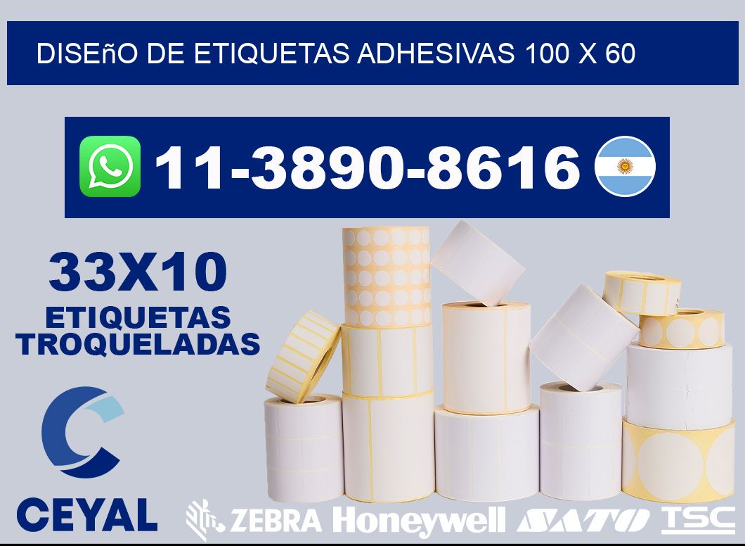 diseño de etiquetas adhesivas 100 x 60