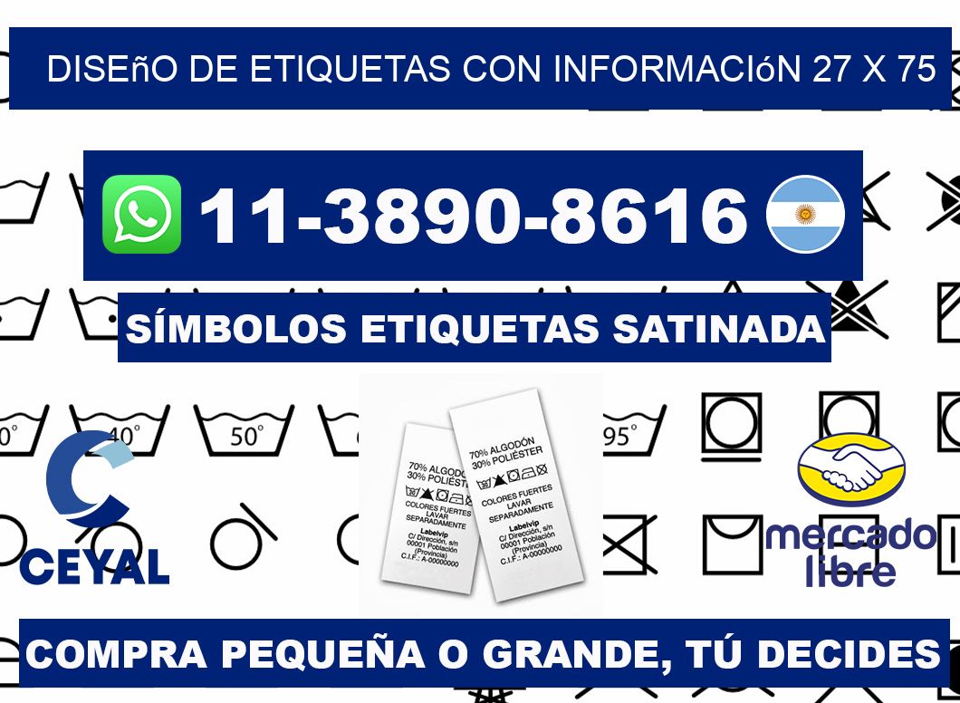 diseño de etiquetas con información 27 x 75