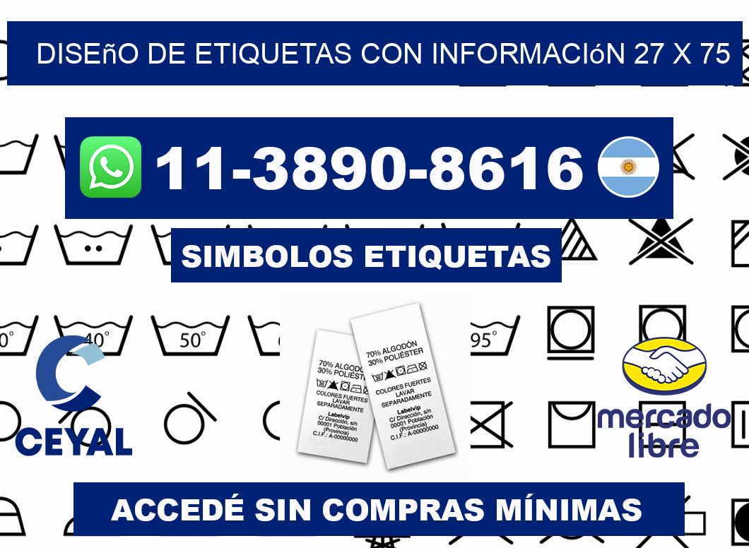 diseño de etiquetas con información 27 x 75