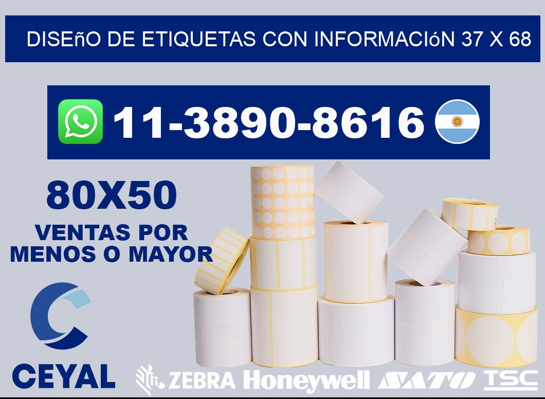 diseño de etiquetas con información 37 x 68