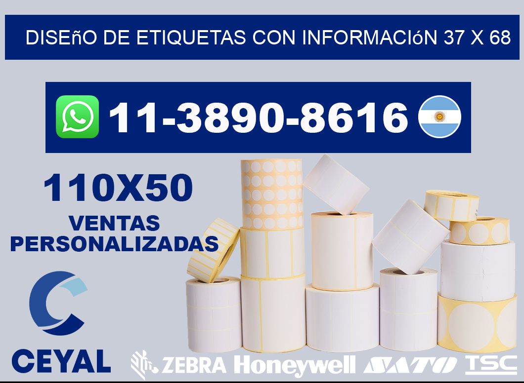 diseño de etiquetas con información 37 x 68