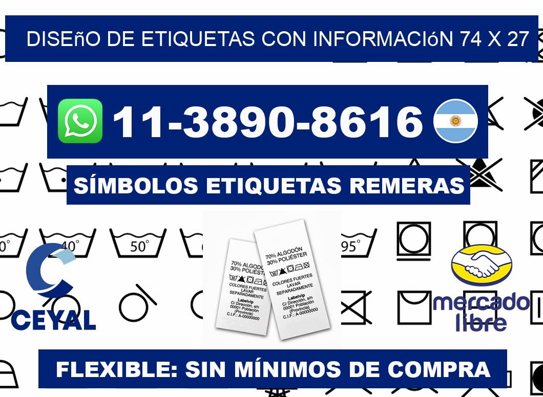 diseño de etiquetas con información 74 x 27