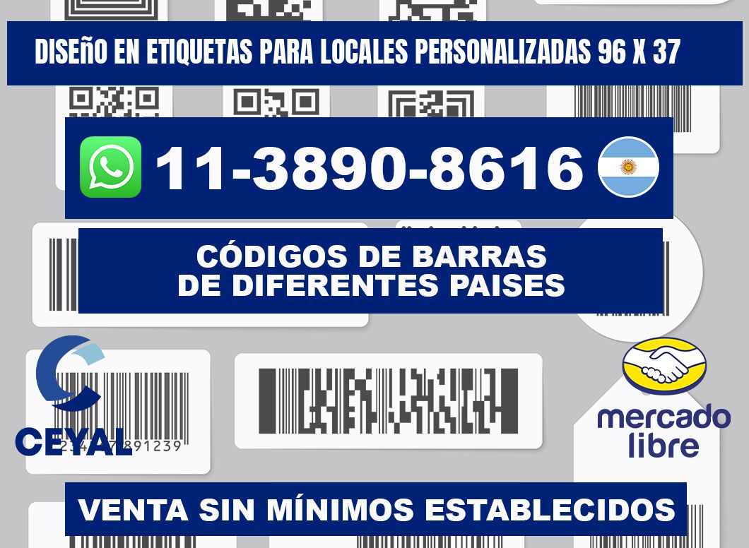 diseño en etiquetas para locales personalizadas 96 x 37