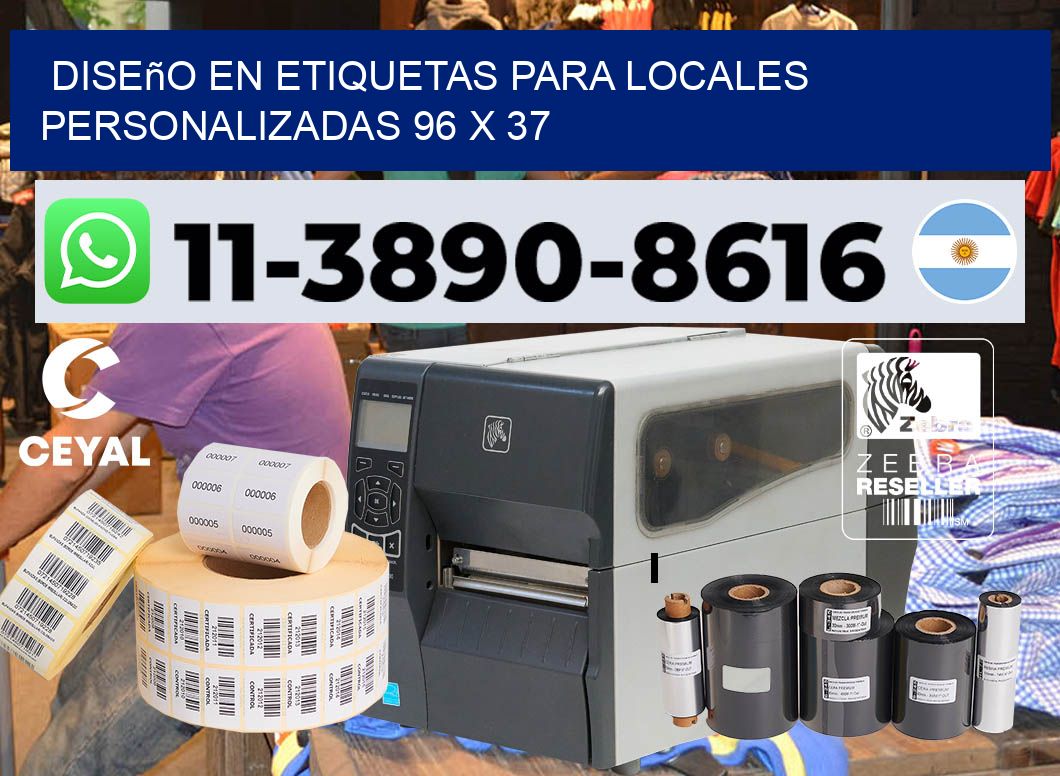 diseño en etiquetas para locales personalizadas 96 x 37