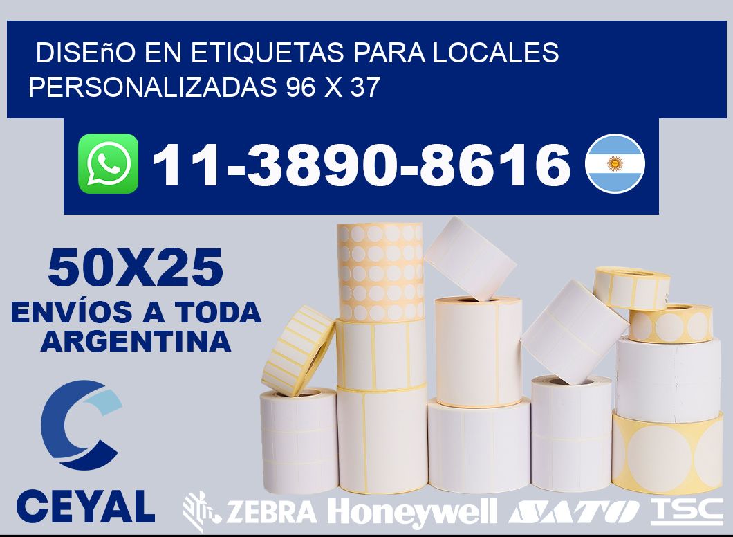 diseño en etiquetas para locales personalizadas 96 x 37