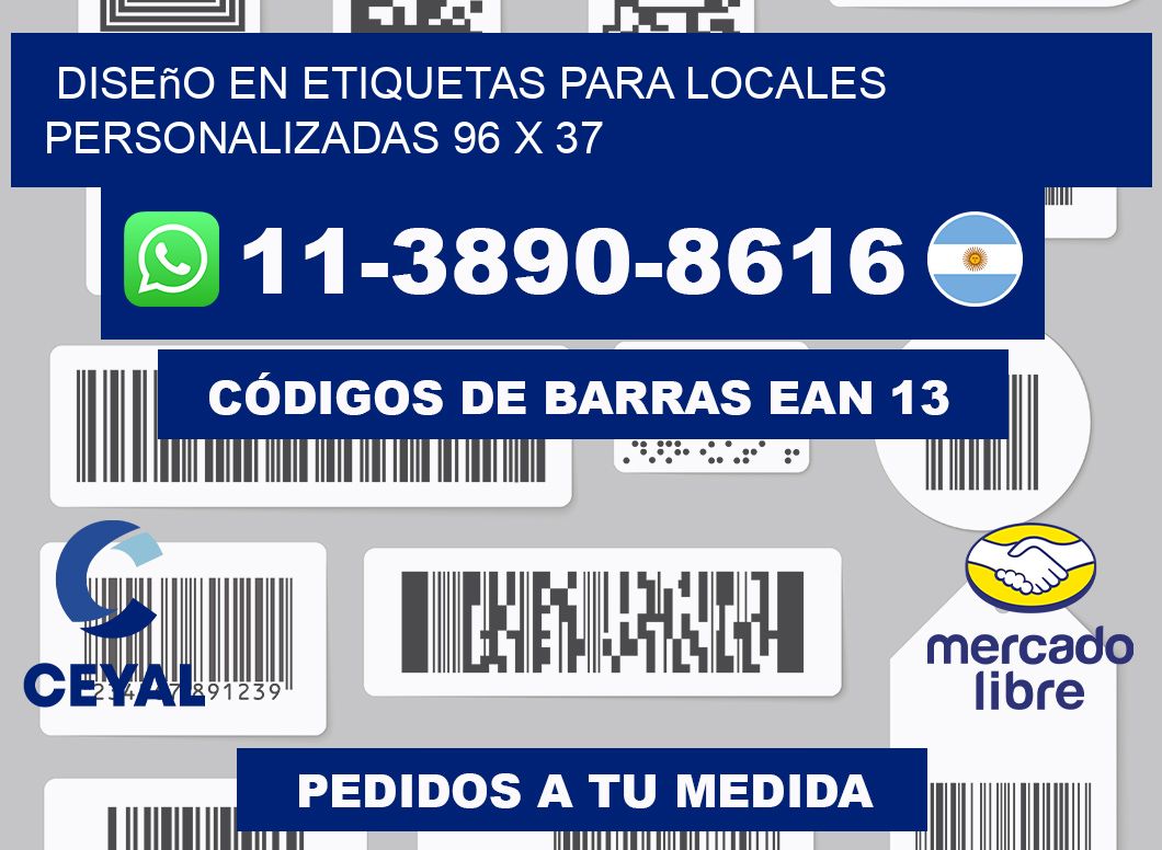 diseño en etiquetas para locales personalizadas 96 x 37