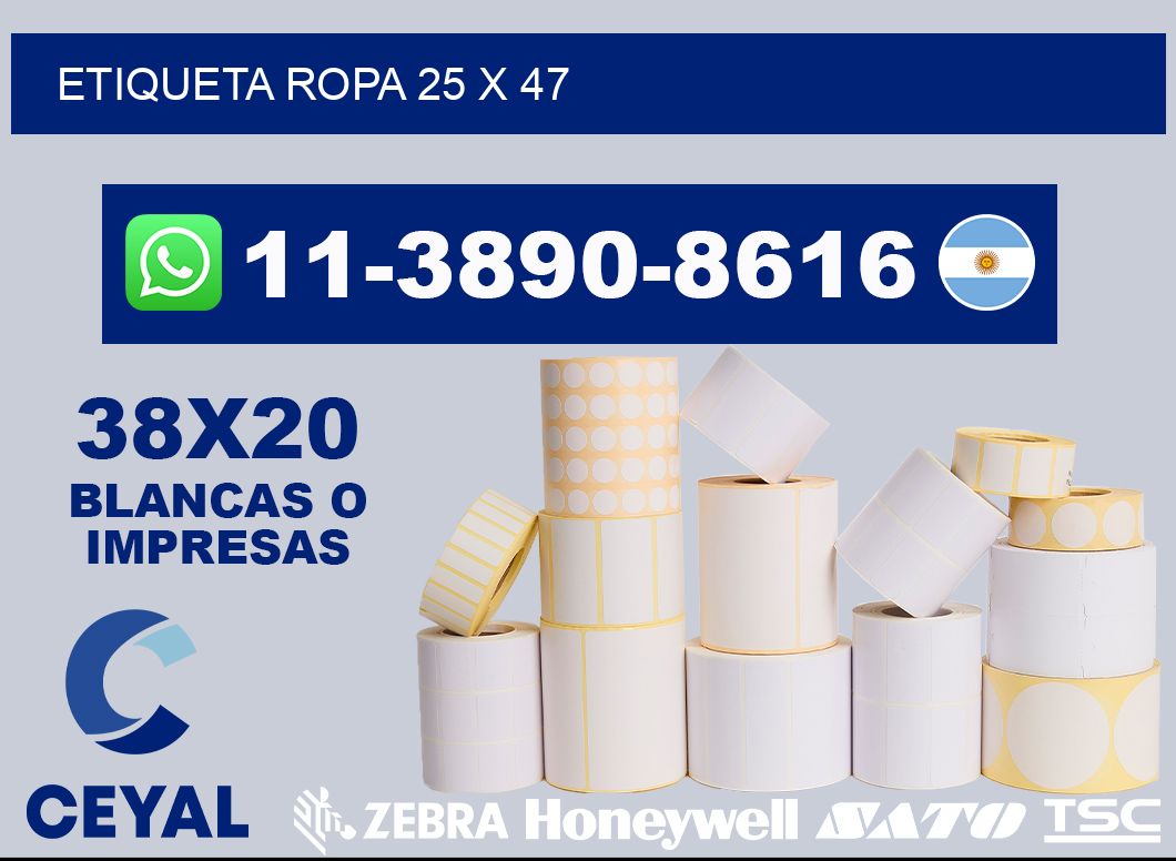 etiqueta ropa 25 x 47