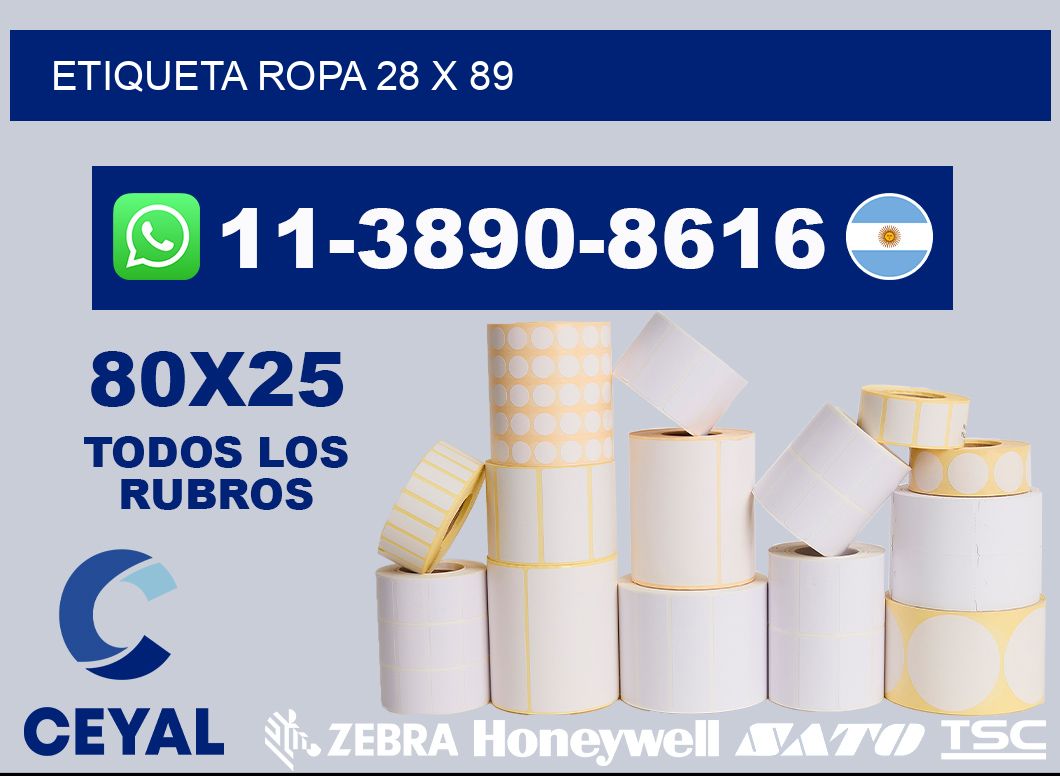etiqueta ropa 28 x 89
