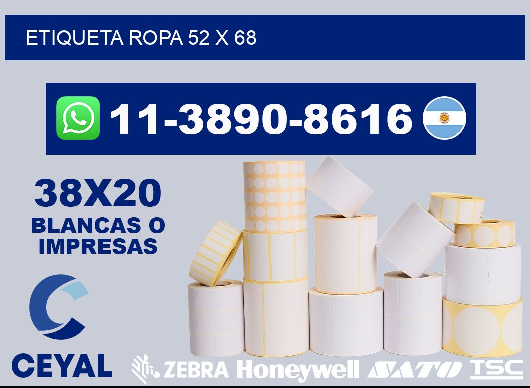 etiqueta ropa 52 x 68