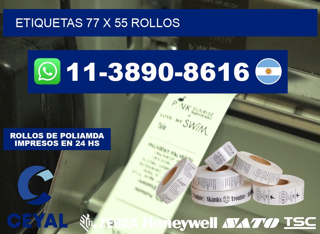 etiquetas 77 x 55 rollos