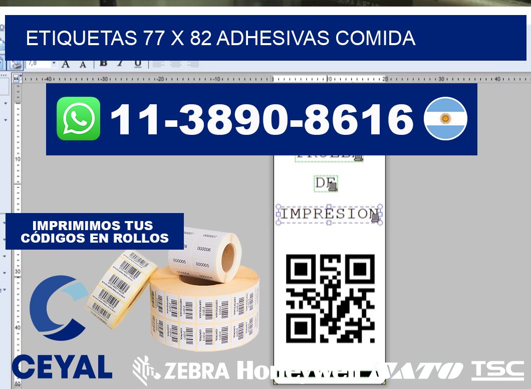 etiquetas 77 x 82 adhesivas comida