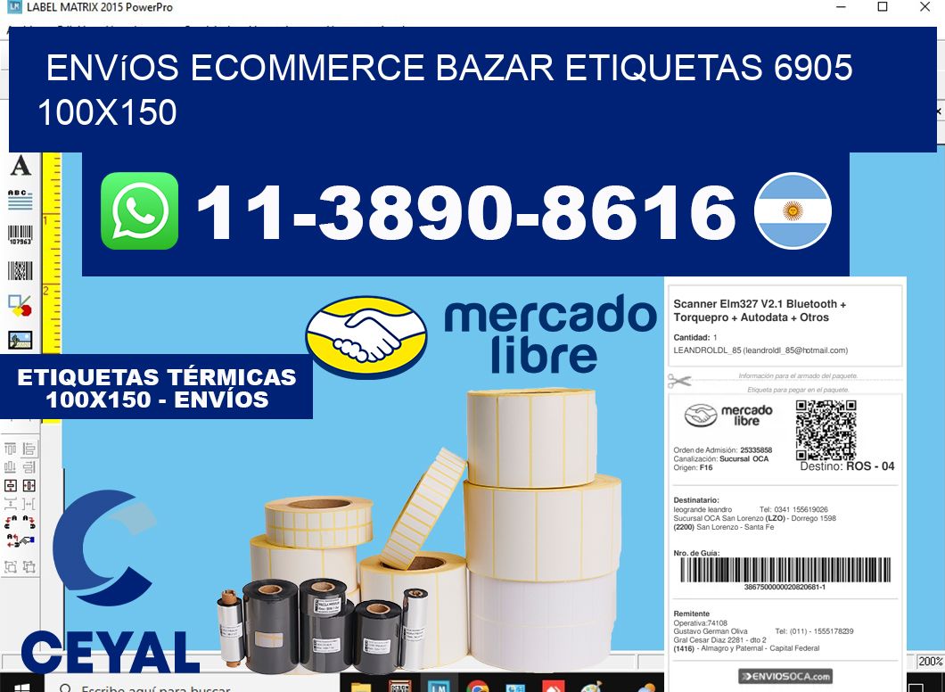 Envíos Ecommerce bazar etiquetas 6905 100x150