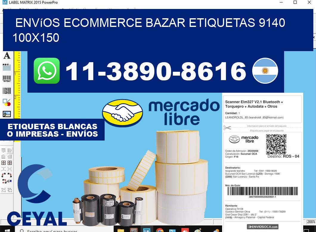 Envíos Ecommerce bazar etiquetas 9140 100x150