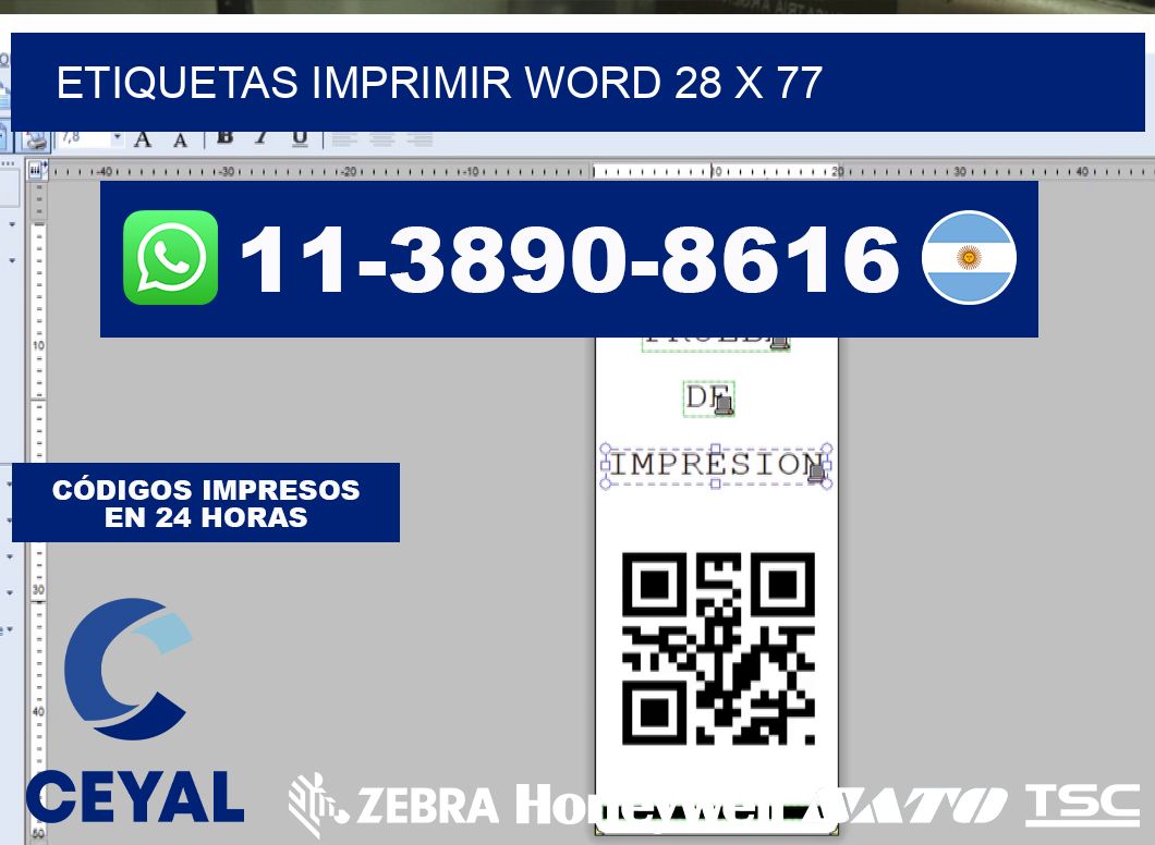 Etiquetas imprimir Word 28 x 77