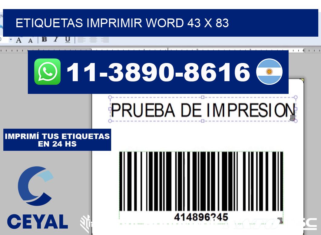 Etiquetas imprimir Word 43 x 83