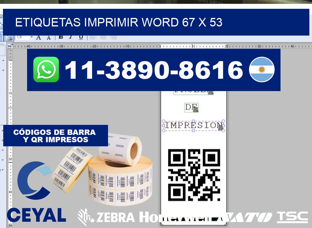 Etiquetas imprimir Word 67 x 53