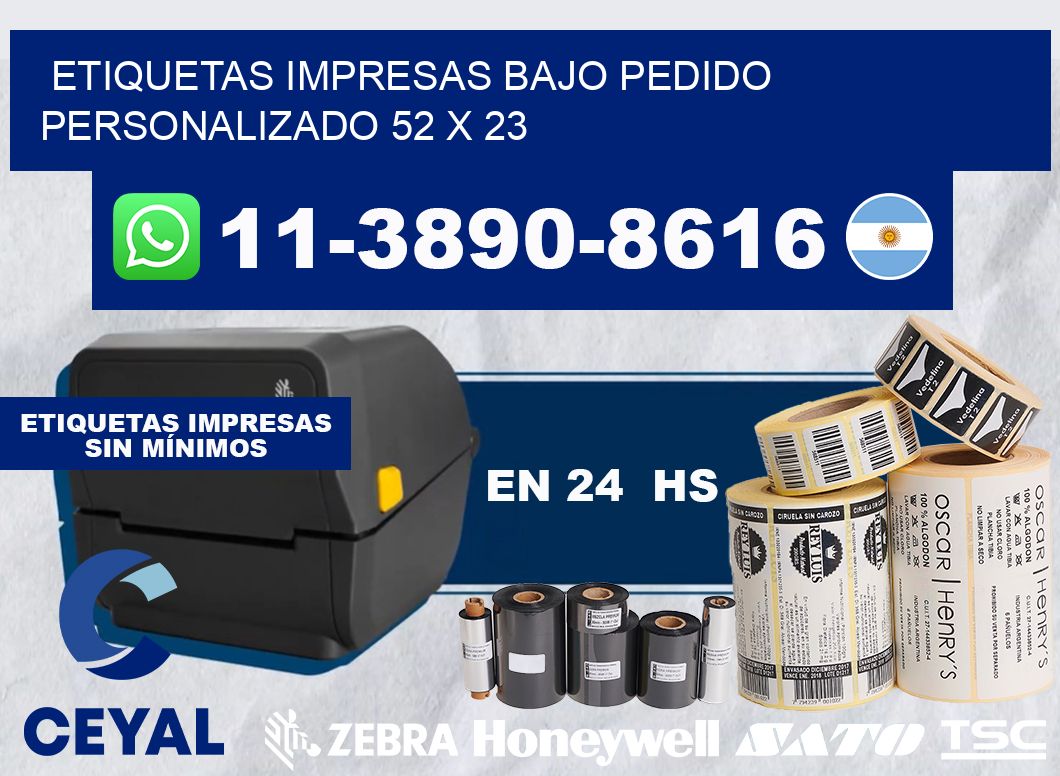 etiquetas impresas bajo pedido personalizado 52 x 23