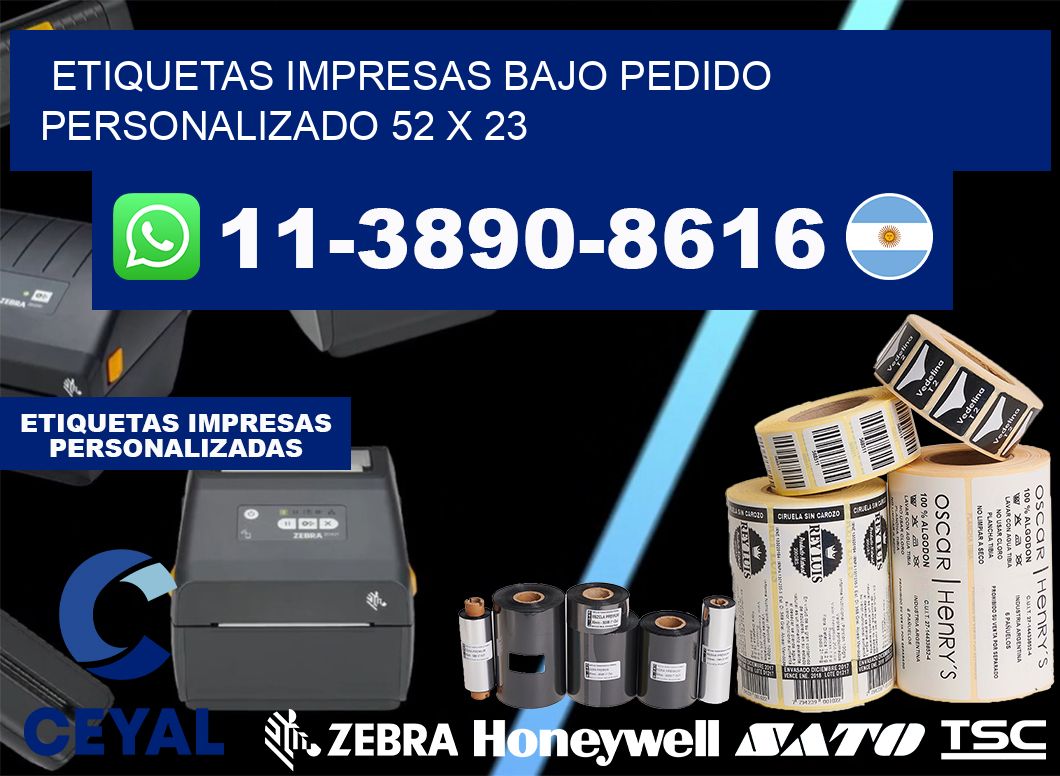 etiquetas impresas bajo pedido personalizado 52 x 23