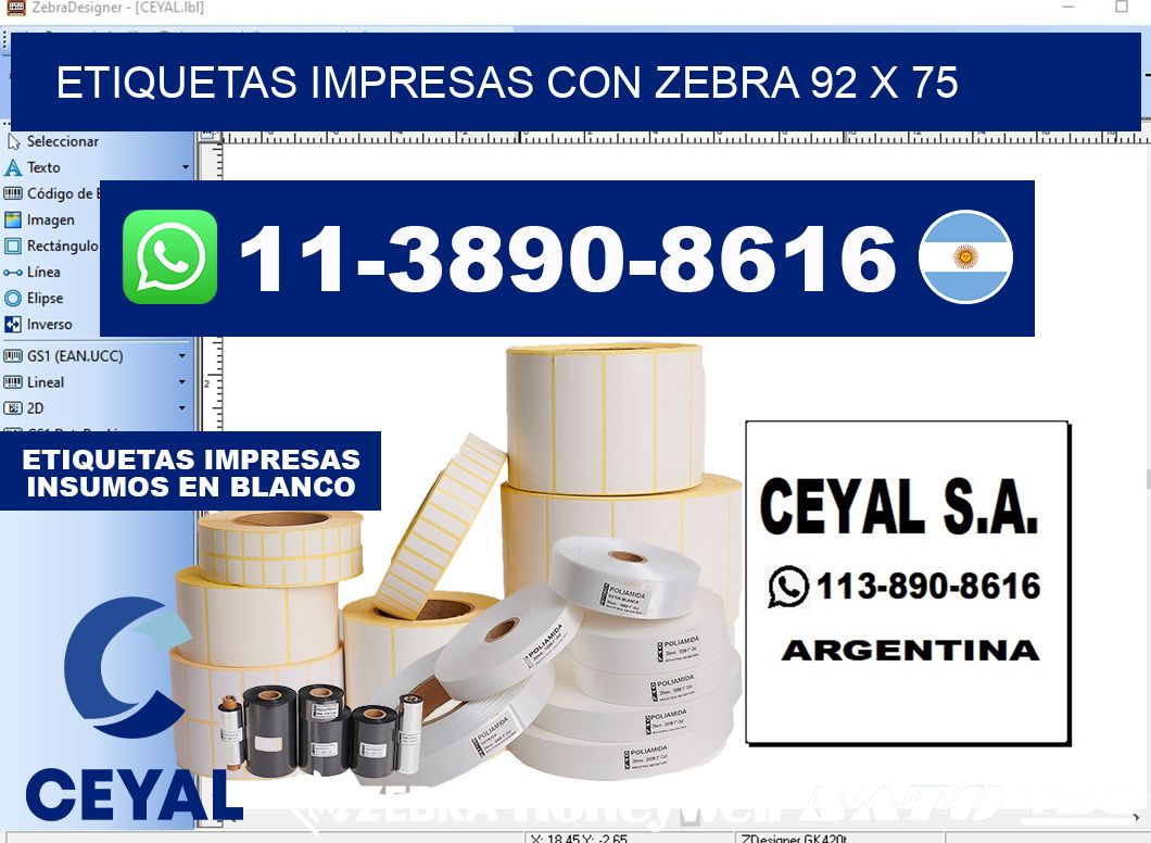 etiquetas impresas con zebra 92 x 75